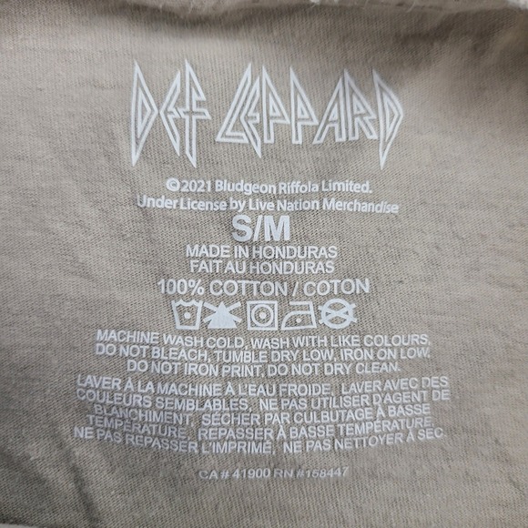 Def Leppard Distressed Graphic Crop T-Shirt Tan Leopard Band Tee S/M - Picture 10 of 11